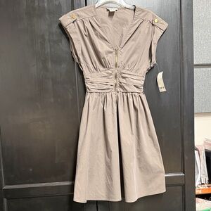 Bar III Taupe/Dusty Olive Mini Dress with Gold Accents
